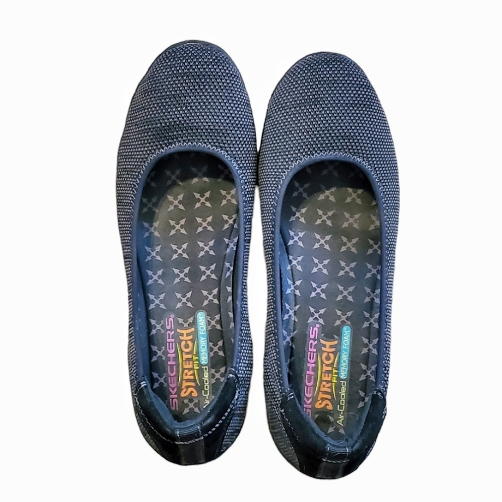 Skechers Stretch Knit Black/Gray Loafers